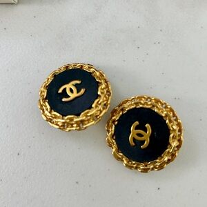 CHANEL Black and Gold Earrings